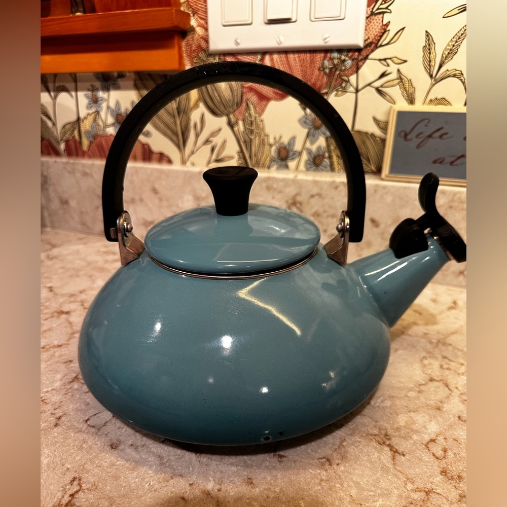 Le Creuset Blue Teapot with Black Handle
